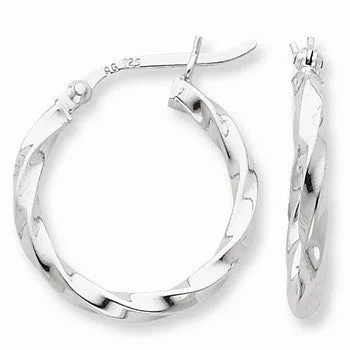 Drop Earrings for Engagement Party -Sterling Silver Twist 20mm Hoop Earrings