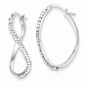 Beaded Drop Earrings for Party -Sterling Silver Stellux Crystal Wave Hoop Earrings