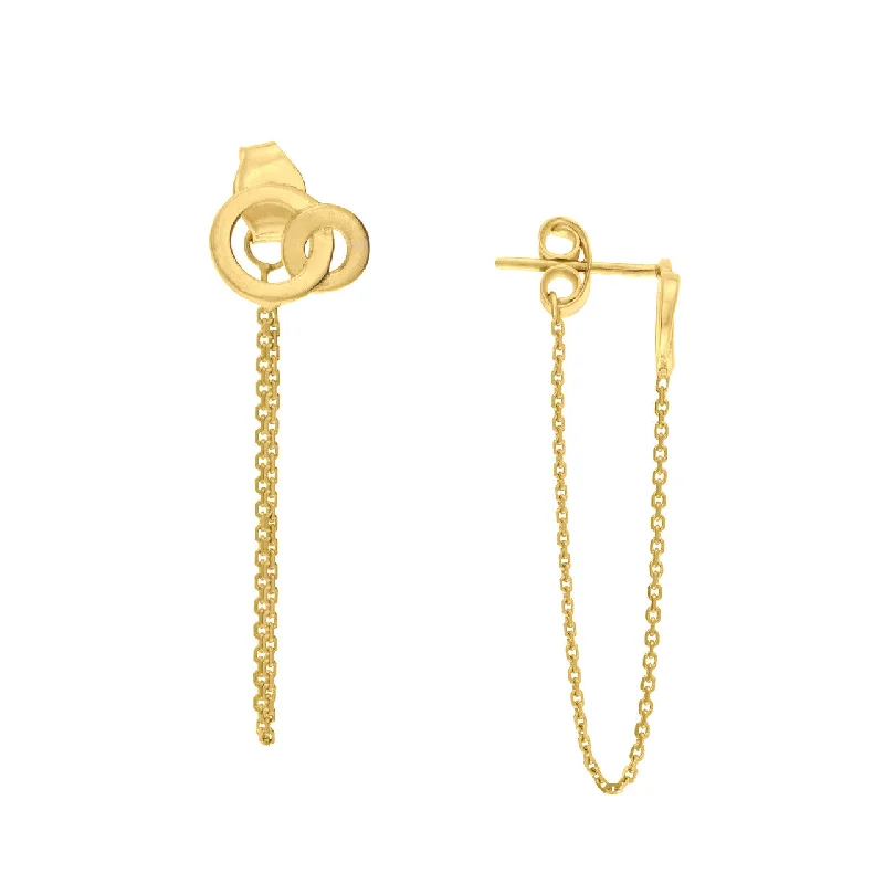 Round Drop Earrings for Classic -Front to Back Linked Circle Chain Earrings