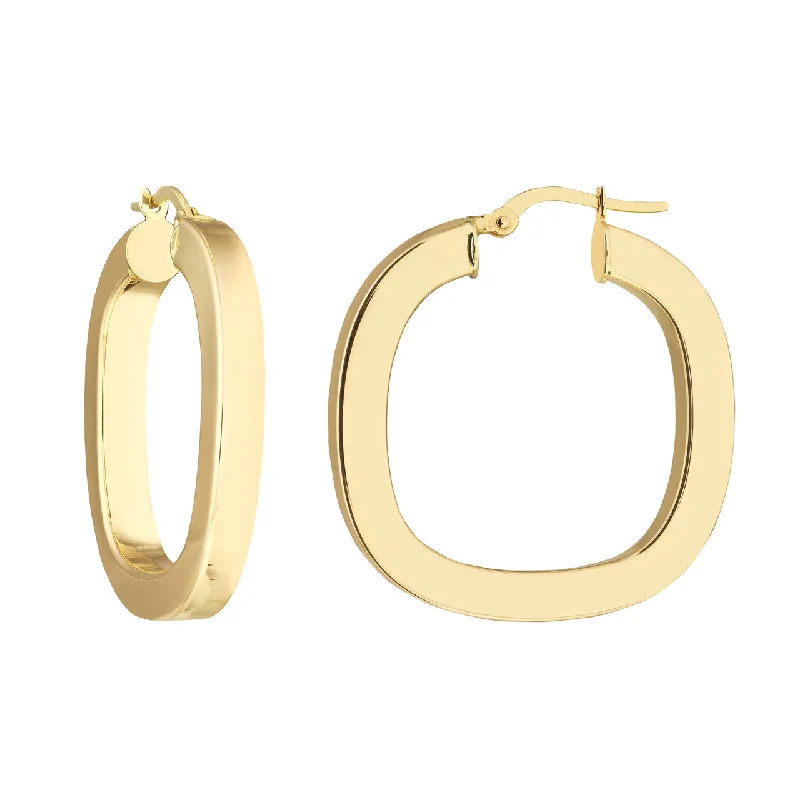 Drop Earrings with Star Motifs -Square Polished Hoop Earrings