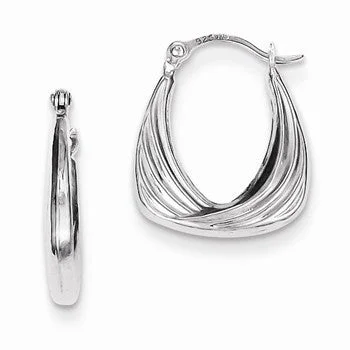 Indian Drop Earrings with Intricacy -Sterling Silver Rhodium Plated Hollow Hoop Earrings