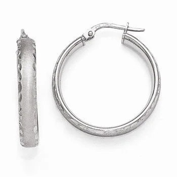 Drop Earrings for Graduation Day -Sterling Silver Radiant Essence Rhodium-plated Hinged Hoop Earrings