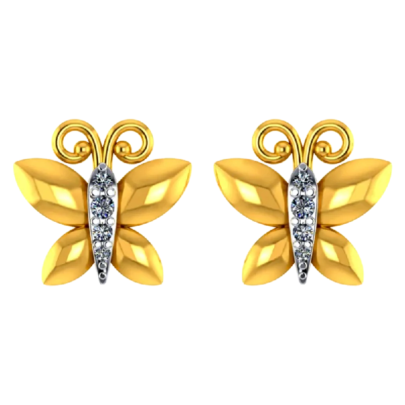 Crystal and Pearl Drop Earrings for Glamour -22k Butterfly Shaped Gold Earrings With Intricate Stone Detailing