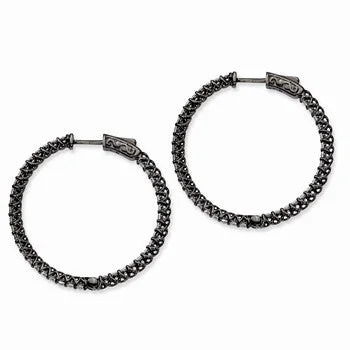 Contemporary Drop Earrings for Fashion -Sterling Silver Ruthenium-plated CZ In and Out Hinged Hoop Earrings