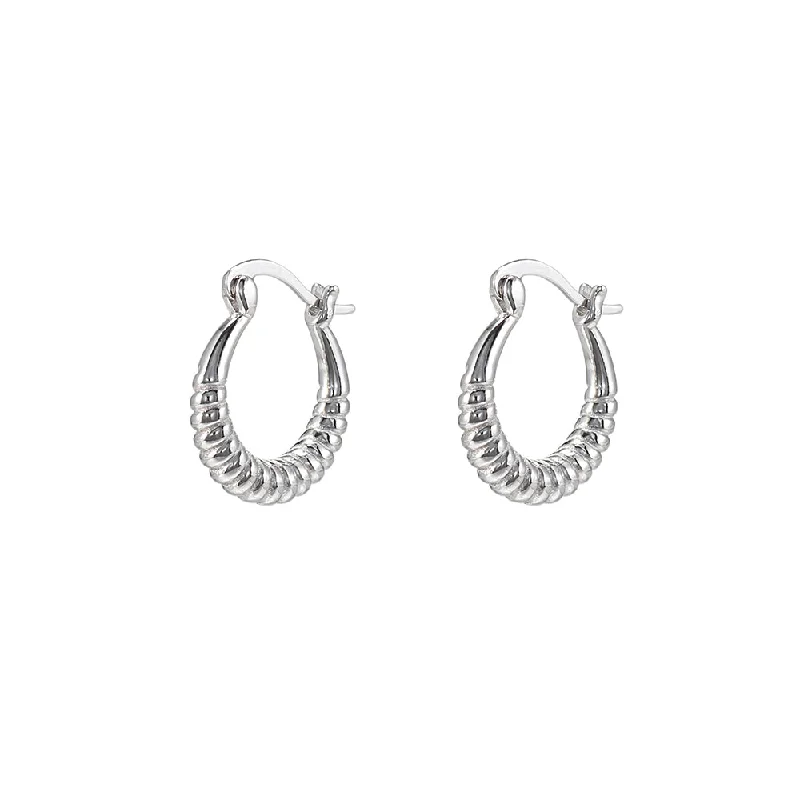 Silver Drop Earrings for Men -Sterling Silver Bomb Hoop Earrings