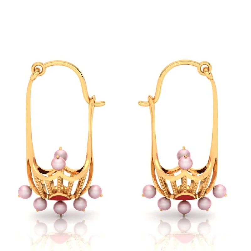 Drop Earrings for Beach Outfit -18k Delicate Gold Earrings With Distinct Design