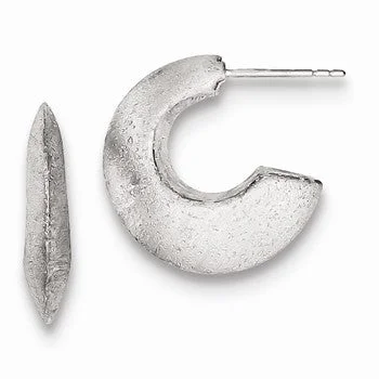 Indian Drop Earrings with Intricacy -Sterling Silver Satin Finish Post Hoop Earrings