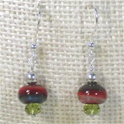 Ethnic Drop Earrings with Tribal Design -Delicate Handmade Glass Rust Earrings