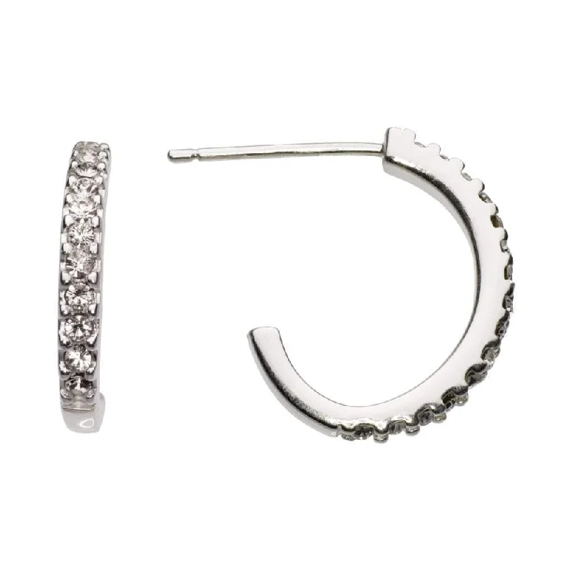 Punk Drop Earrings with Spikes -Silver CZ half hoop studs