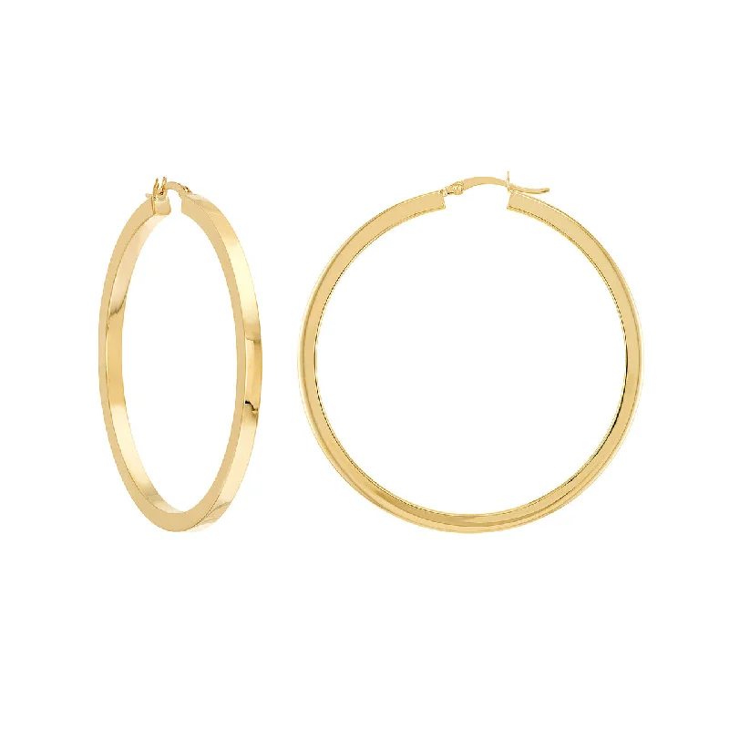 Drop Earrings with Wave Designs -3mm x 50mm Square Tube Hoop Earrings