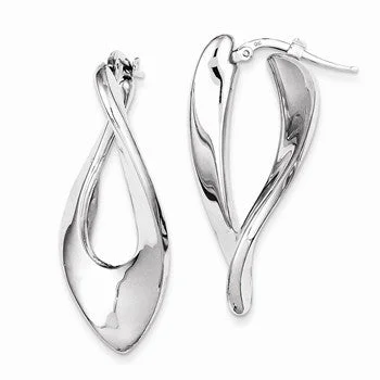 Maximalist Drop Earrings for Bling -Sterling Silver Polished Rhodium Plated Hollow Twisted Hoop Earrings