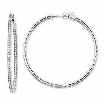 Drop Earrings for Evening Gown -Sterling Silver Rhodium-plated CZ In and Out Hoop Earrings