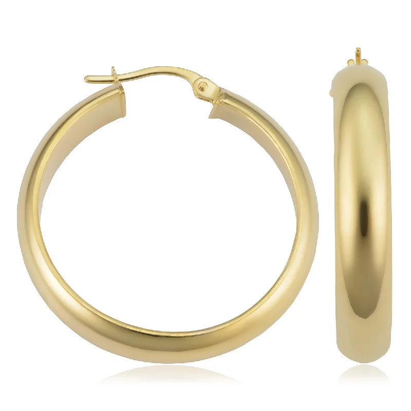 Drop Earrings for Concert Look -Joelle Gold Round Hoop Earrings 14K Yellow Gold 57 x 25 MM