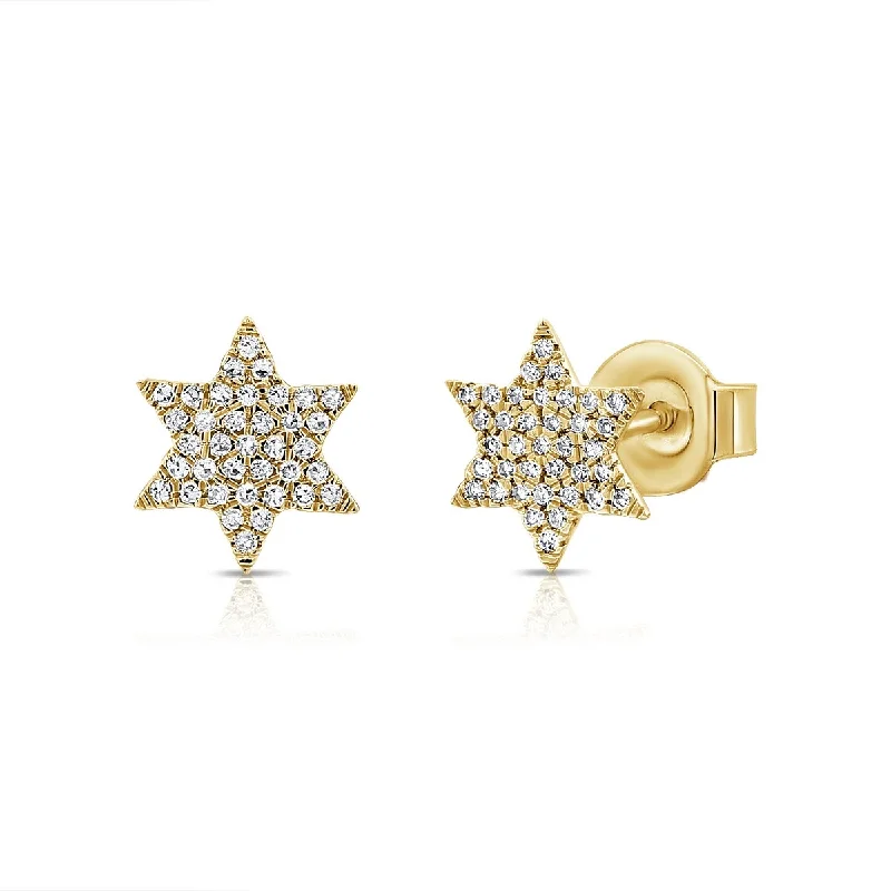 Drop Earrings with Crown Designs -Joelle Diamond Star Earrings 14K Gold