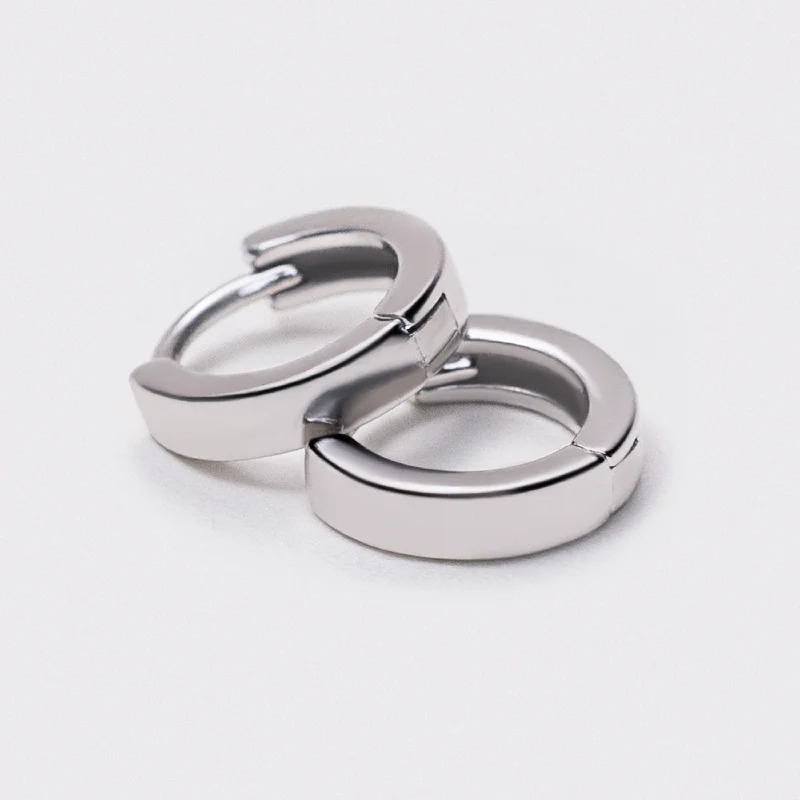 Drop Earrings for Wedding Ceremony -Sterling Silver Plain Huggie Earrings