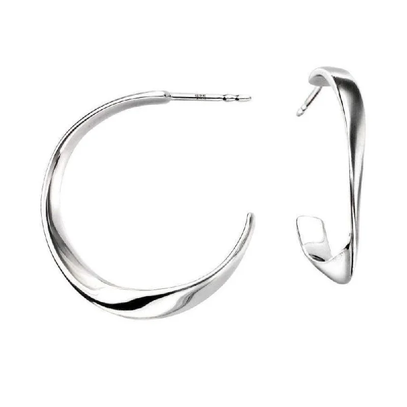 Geometric Drop Earrings for Trend -Silver twisted hoop earrings