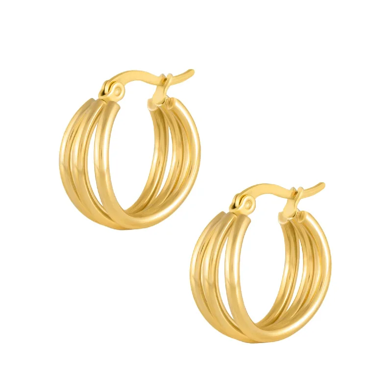 Drop Earrings with Matte Finish -Lea Triple Hoop Earrings