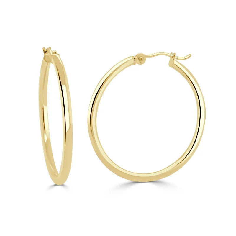 Small Drop Earrings for Delicate -Joelle Gold Hoop Earrings 14K Yellow Gold 2x25mm