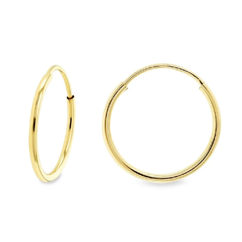 Gothic Drop Earrings with Dark Tone -Annello by Kobelli 14k Yellow Gold Endless Hoop Earrings