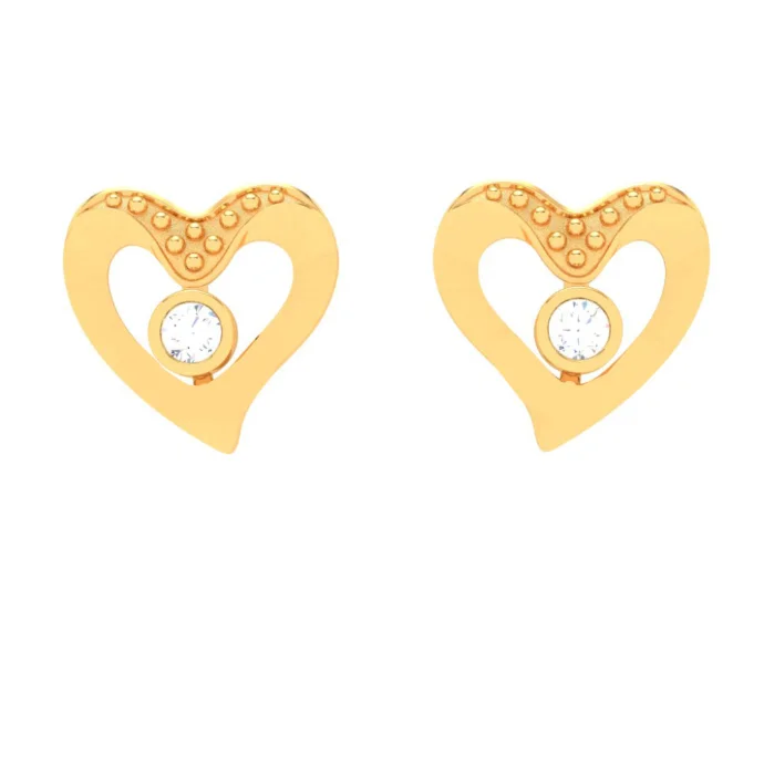 Drop Earrings for Wedding Ceremony -14k Love Shaped Gold Earrings With A Yellow Stone From Amazea Collection