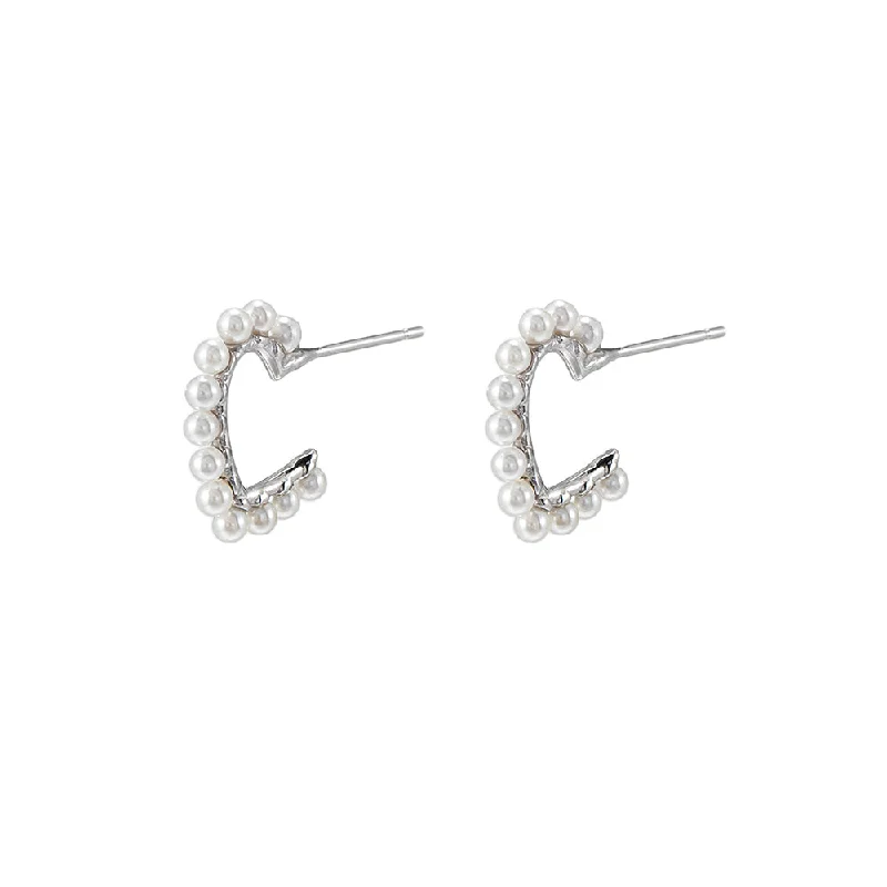 Drop Earrings with Infinity Symbols -Heart Shape Pearl Hoop Earrings