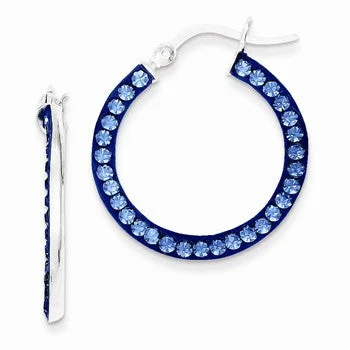 Detachable Drop Earrings with Charms -Sterling Silver Stellux Crystal Royal Blue Hoop Earrings