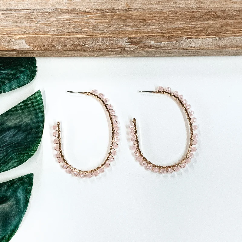 Drop Earrings for Bridesmaids Look -Winery Weekend Hoops in Light Pink