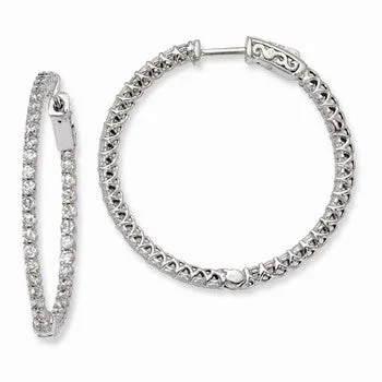 Animal Print Drop Earrings for Fun -Sterling Silver Rhodium-plated CZ In and Out Hinged Hoop Earrings