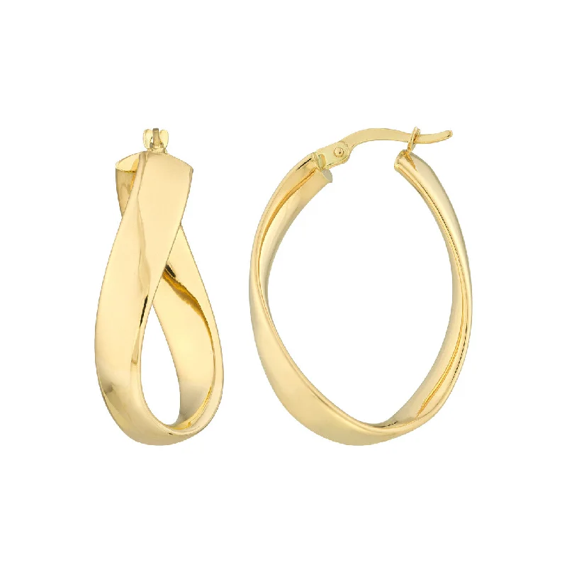 Drop Earrings with Animal Motifs -Oval Waved Polished Hoops