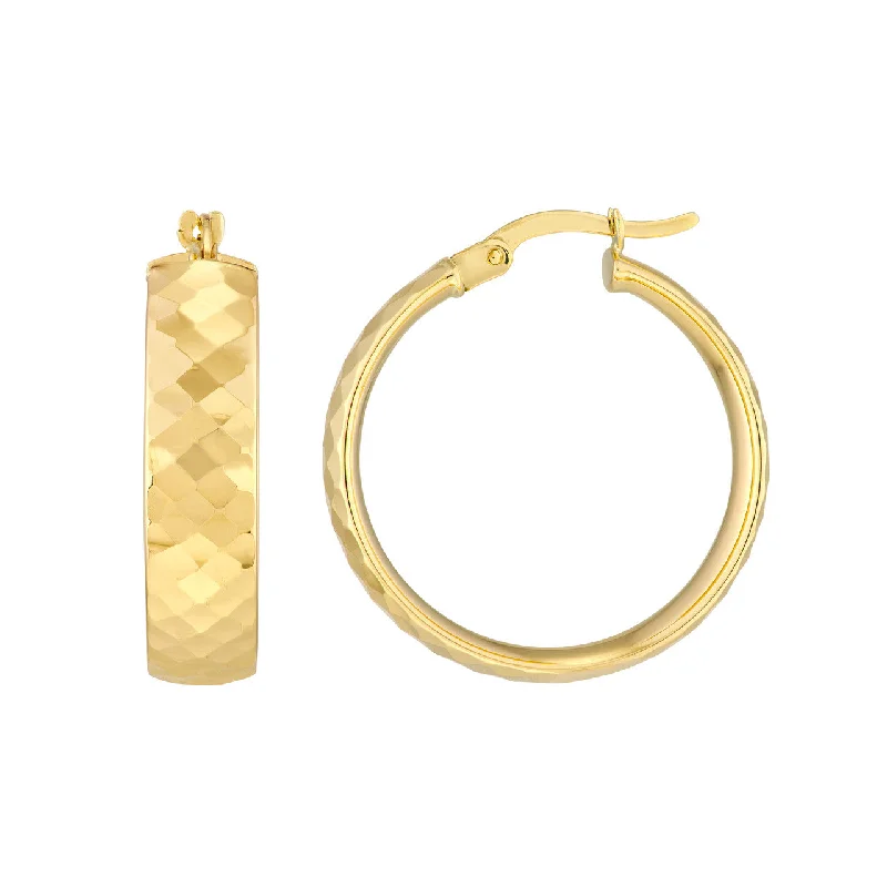 Drop Earrings with Leaf Motifs -D/C Pattern Round Hoops