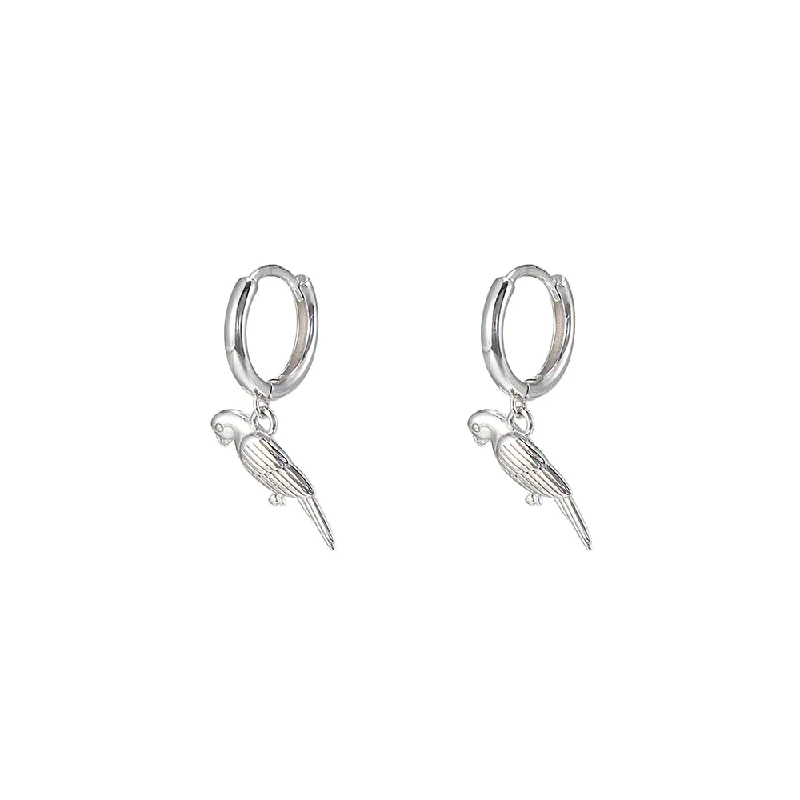 Drop Earrings for Work Attire -Sterling Silver Bird Huggie Earrings