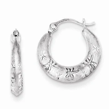 Bohemian Drop Earrings with Tassels -Sterling Silver Rhodium Plated Diamond-cut Hoop Earrings