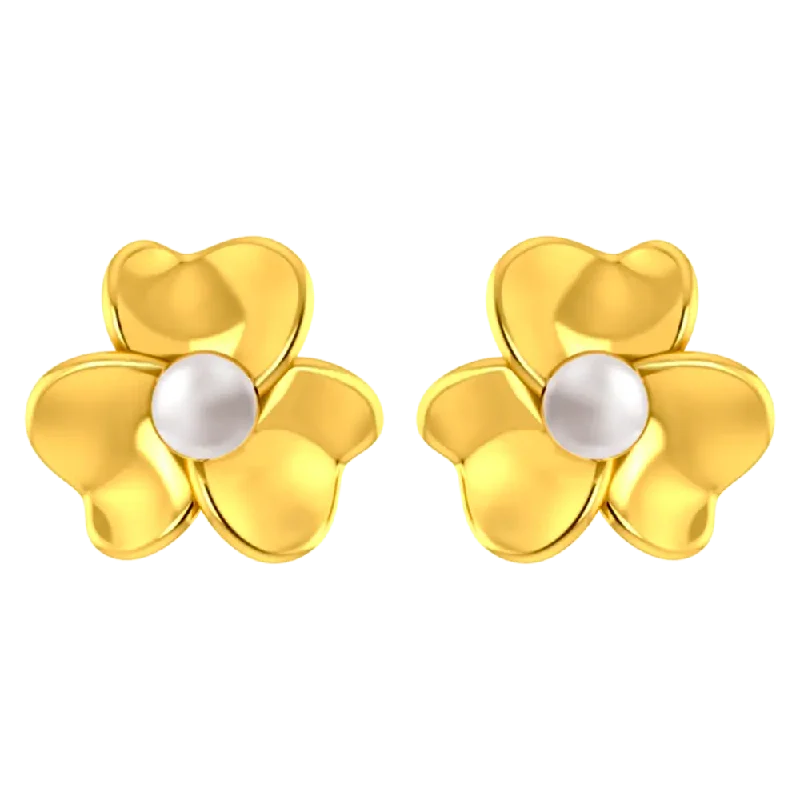 Drop Earrings for Fitness Activities -Beautiful 14k Pair Of Gold Earrings With Gold Petals And A Pearl