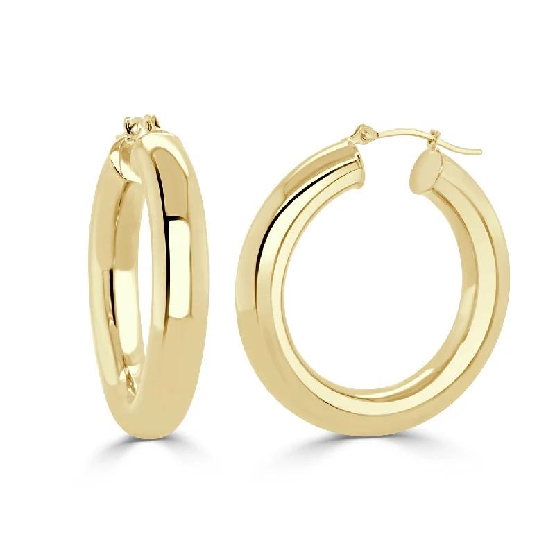 Crystal Drop Earrings for Sparkle -Joelle Gold Hoop Earrings 14K Yellow Gold 5x20mm