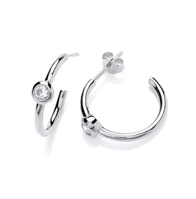 Animal Print Drop Earrings for Fun -Silver & Cubic Ziirconia Hoop Earrings