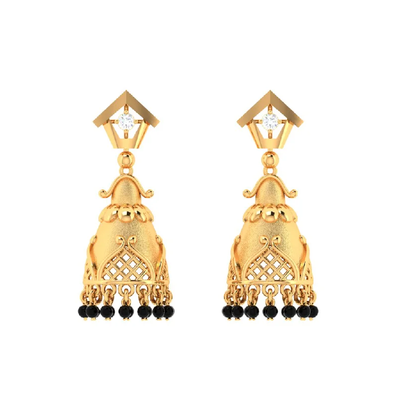 Animal Print Drop Earrings for Fun -18k Traditional Gold Jhumka Earrings With Diamond From Pc Chandra Diamond Collection