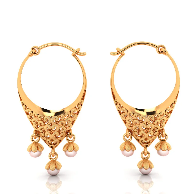 Ethnic Drop Earrings with Tribal Design -14k Beautiful Gold Earrings With Detailed Craftsmanship