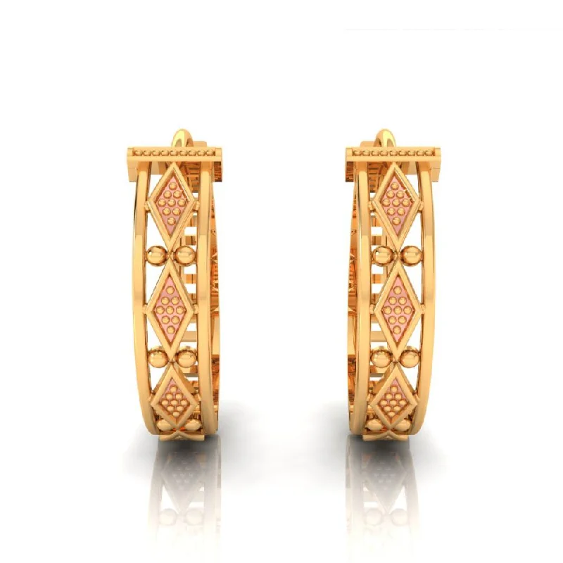 Drop Earrings for Valentine's Day -18k Unique Gold Earrings With A Series Of Diamond Shaped Design