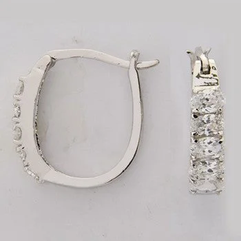 Drop Earrings for Shopping Trip -Sterling Silver Rhod-plated CZ Hoop Earrings