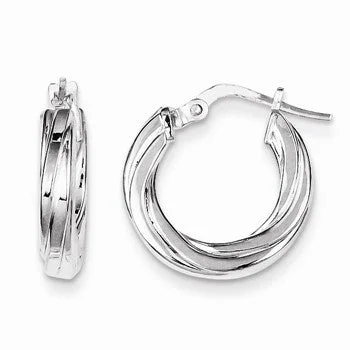 Push Back Drop Earrings for Convenience -Sterling Silver Polished Textured Hoop Earrings