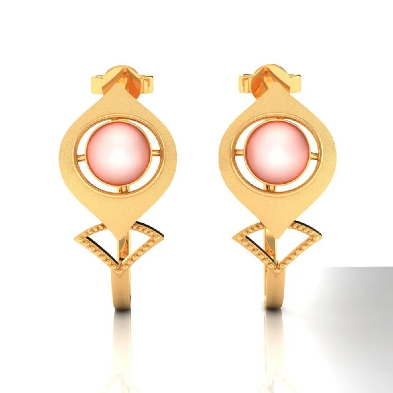 Drop Earrings for Anniversary -18k Dainty Gold Earrings With A Spherical Bead In Between