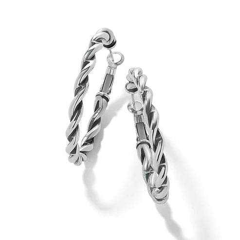 Drop Earrings for Christmas Party -Brighton | Interlok Twist Oval Leverback Hoop Earring in Silver Tone