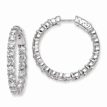 Crystal Drop Earrings for Sparkle -Sterling Silver Rhodium-plated CZ In and Out Hinged Hoop Earrings