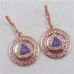 Drop Earrings with Polished Shine -Lavender Crystal & Rose Gold Drop Earrings