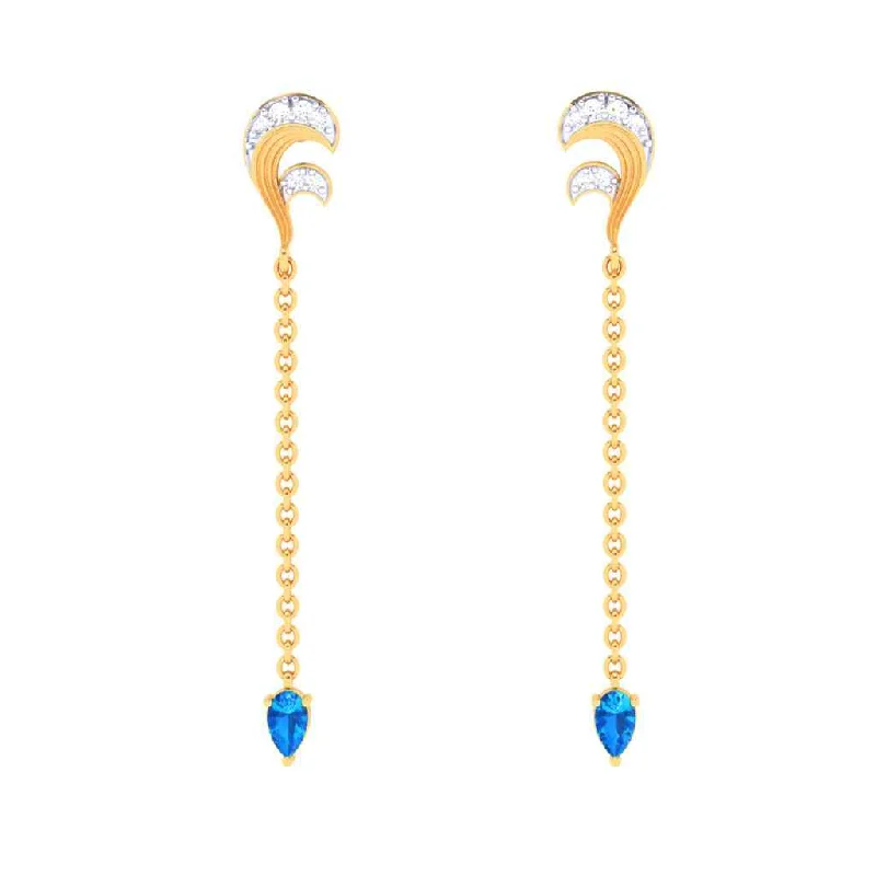 Waterproof Drop Earrings for Outdoor -Gold Stud Earrings With Yellow & Blue Gems From Goldlites Collection