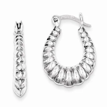 Drop Earrings with Textured Surface -Sterling Silver Hoop Earrings