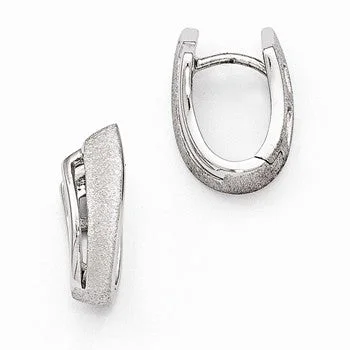 Triangular Drop Earrings for Edge -Sterling Silver Rhodium-plated Textured Hoop Earring