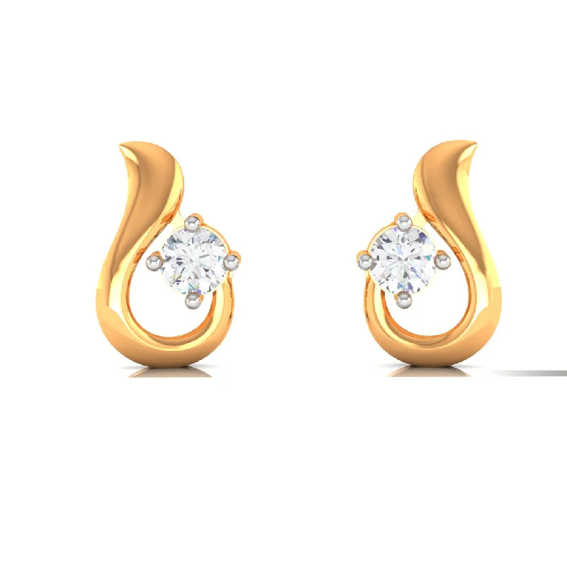 Drop Earrings with Crown Designs -14k American Diamond Gold Earrings With Unique Design