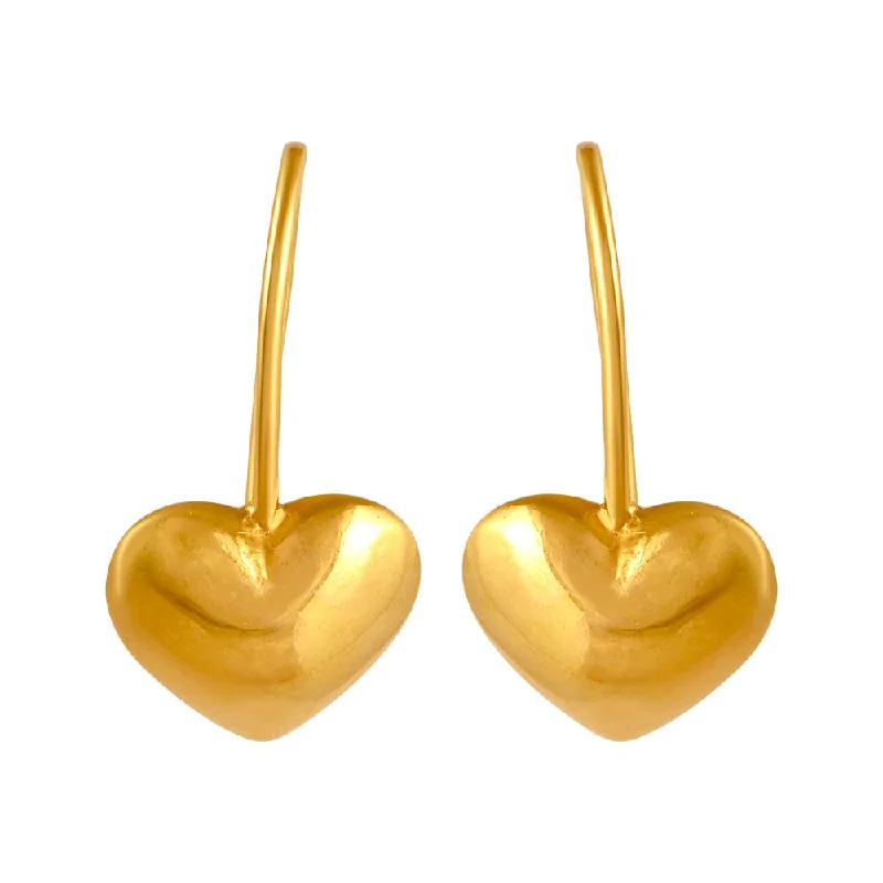 Drop Earrings for Fitness Activities -22k Gold Earrings With Heart Drop