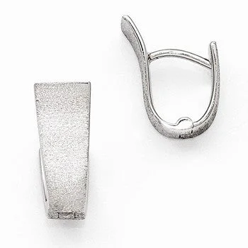 Oval Drop Earrings for Grace -Sterling Silver Rhodium-plated Textured Hoop Earring